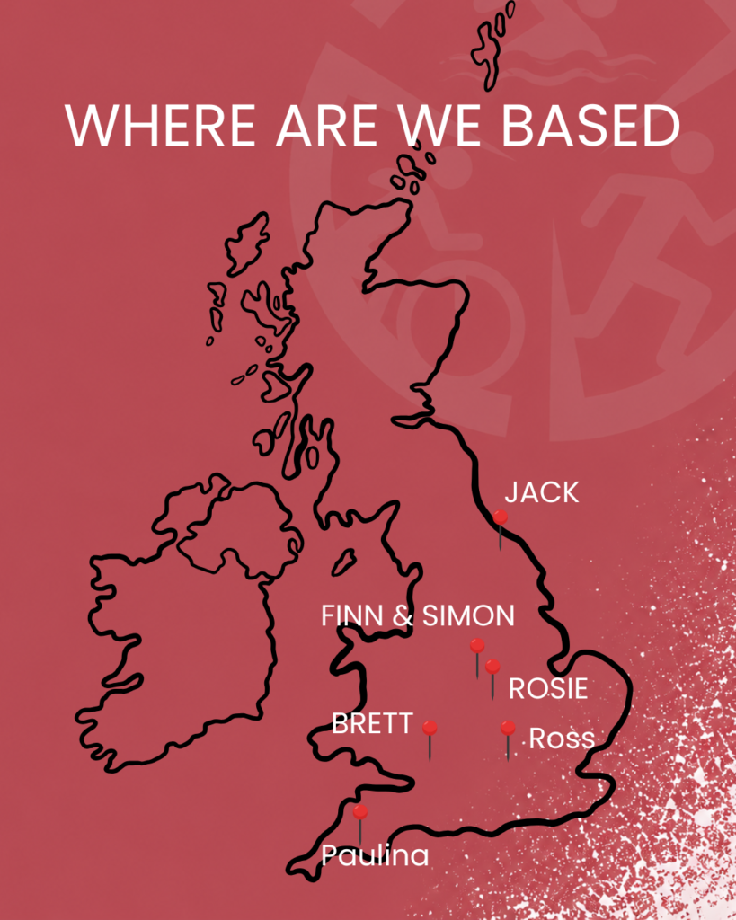 Map of the UK showing pins for each coach's location