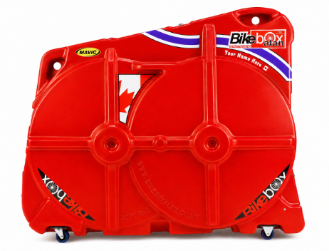 Red Bike Box Alan road bike hard case, available to hire in Hertfordshire